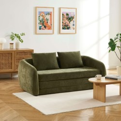 Canapé droit PAZ déplimousse 2 places tissu chenille vert