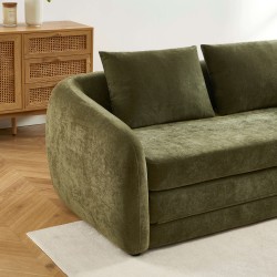 Canapé droit PAZ déplimousse 2 places tissu chenille vert