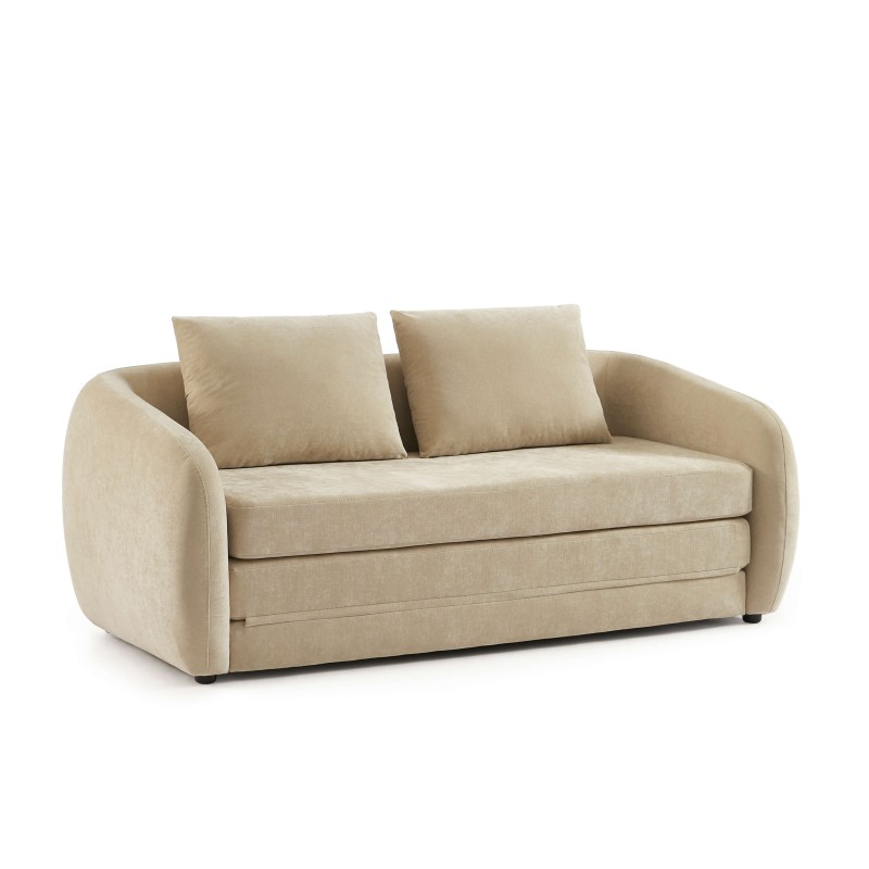 Canapé droit PAZ déplimousse 2 places tissu chenille beige