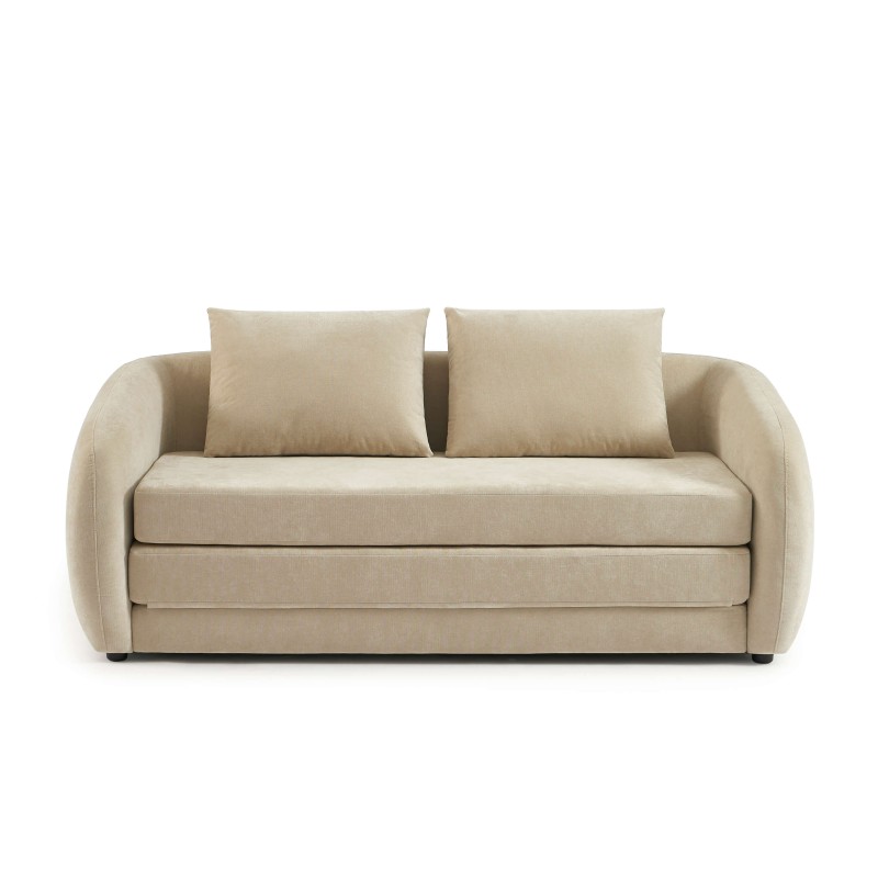 Canapé droit PAZ déplimousse 2 places tissu chenille beige