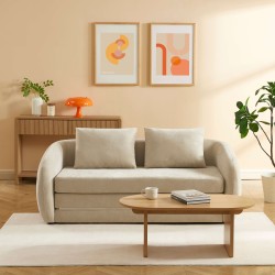 Canapé droit PAZ déplimousse 2 places tissu chenille beige