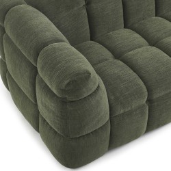 Set aus geradem 3-Sitzer-Sofa + Hocker MOODY aus grünem Leinenstoff