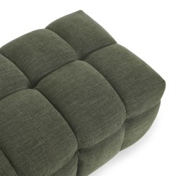Set aus geradem 3-Sitzer-Sofa + Hocker MOODY aus grünem Leinenstoff