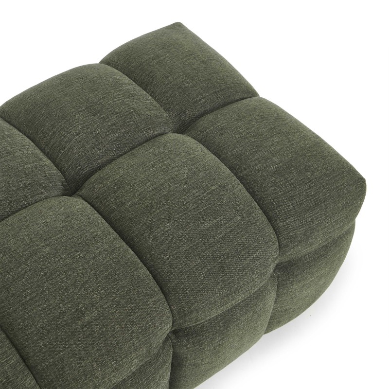 Set aus geradem 3-Sitzer-Sofa + Hocker MOODY aus grünem Leinenstoff