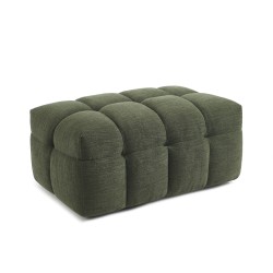 Set aus geradem 3-Sitzer-Sofa + Hocker MOODY aus grünem Leinenstoff