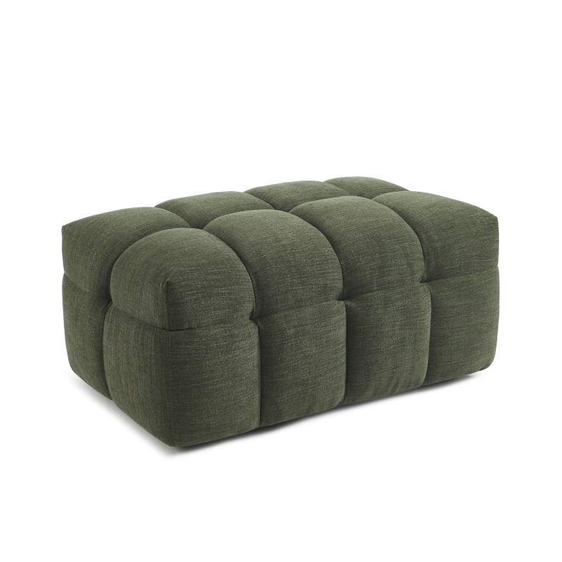 Set aus geradem 3-Sitzer-Sofa + Hocker MOODY aus grünem Leinenstoff