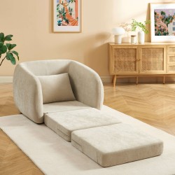 Sessel PAZ mit Schaumstoffpolsterung, beiger Chenille-Stoff