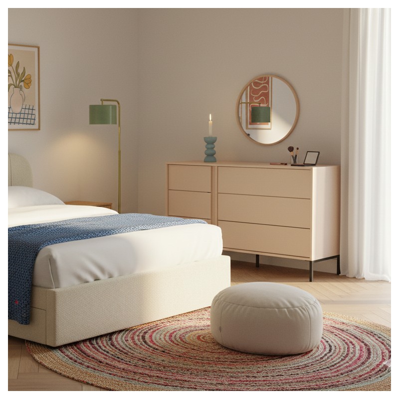 Comò HULDA 6 cassetti beige 137 cm