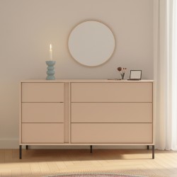 Comò HULDA 6 cassetti beige 137 cm