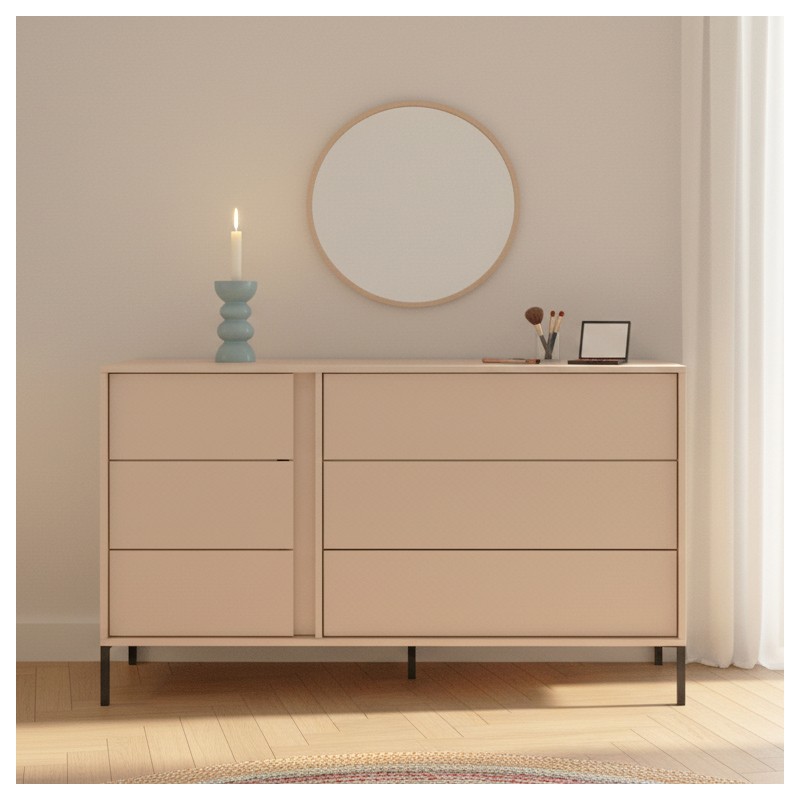 Comò HULDA 6 cassetti beige 137 cm