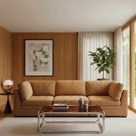 Modulares 3-teiliges Sofa BILLIE aus Chenille-Stoff in Eichhörnchenfarbe