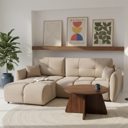 Divano angolare convertibile e reversibile COMO 4 posti in tessuto ciniglia grege