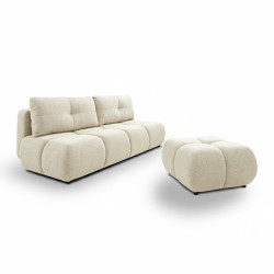 Verwandelbares 3-Sitzer-Sofa TASCA aus Bouclé-Stoff in Greige