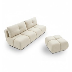 Verwandelbares 3-Sitzer-Sofa TASCA aus Bouclé-Stoff in Greige