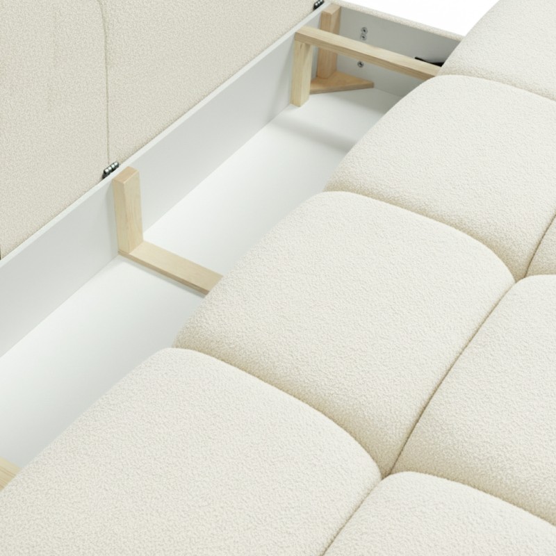 Verwandelbares 3-Sitzer-Sofa TASCA aus Bouclé-Stoff in Greige
