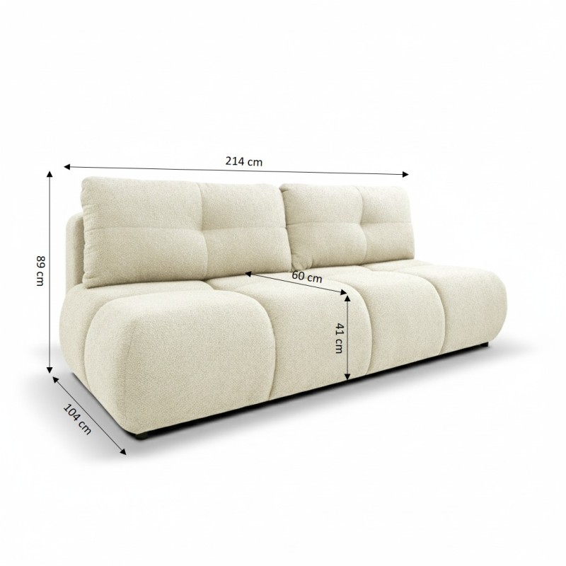 Verwandelbares 3-Sitzer-Sofa TASCA aus Bouclé-Stoff in Greige