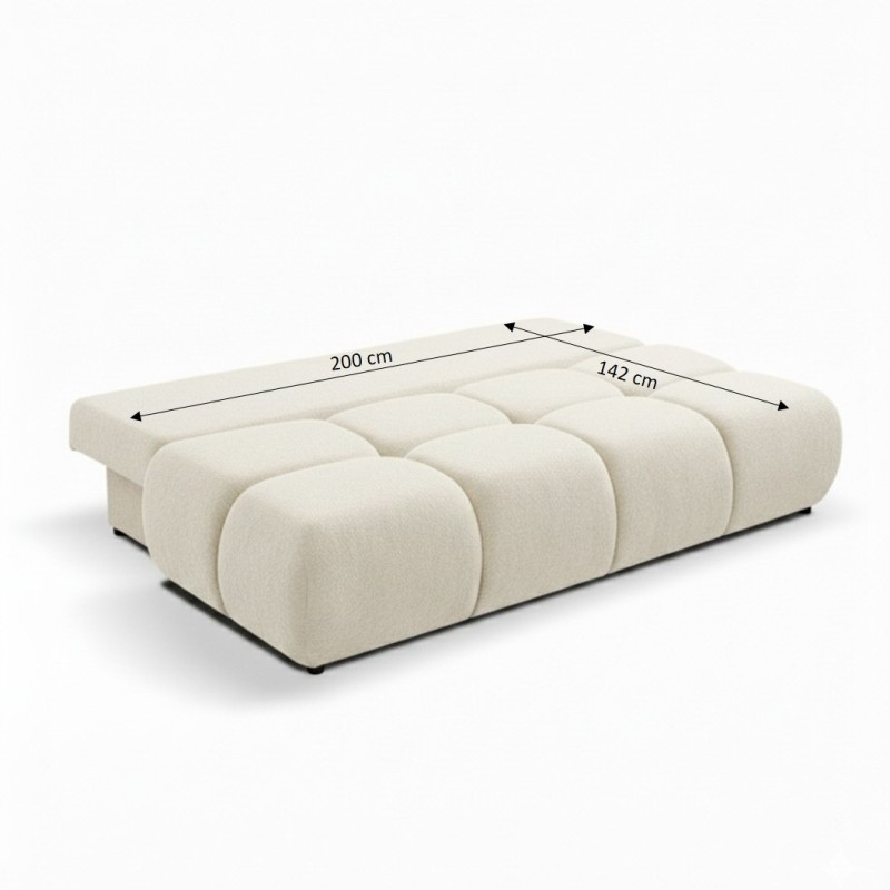 Verwandelbares 3-Sitzer-Sofa TASCA aus Bouclé-Stoff in Greige