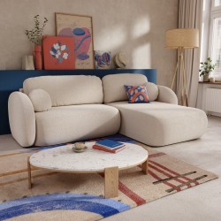 Rechtwinkliges Ecksofa CARLOTTA mit 4 Sitzplätzen, Bouclé-Stoff in Greige