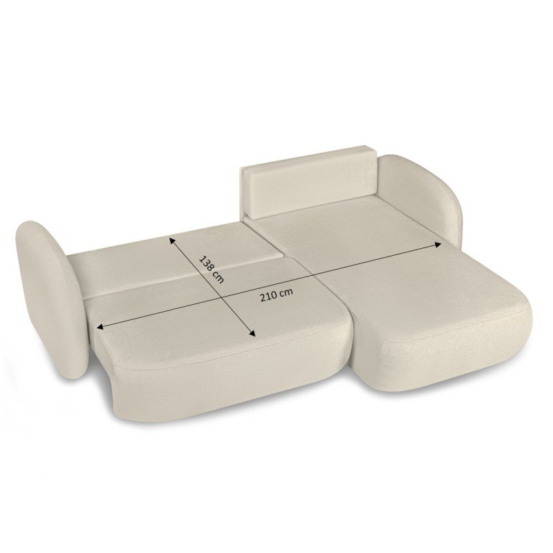Rechtwinkliges Ecksofa CARLOTTA mit 4 Sitzplätzen, Bouclé-Stoff in Greige