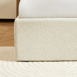 Lit coffre GELA tissu chenille beige 180x200 sommier inclus