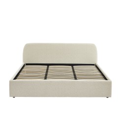 Lit coffre GELA tissu chenille beige 180x200 sommier inclus