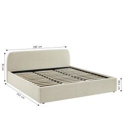 Lit coffre GELA tissu chenille beige 180x200 sommier inclus