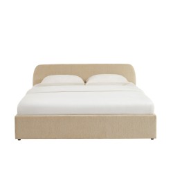 Lit coffre GELA tissu chenille grège 180x200 sommier inclus