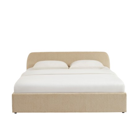 Lit coffre GELA tissu chenille grège 180x200 sommier inclus