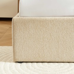 Lit coffre GELA tissu chenille grège 180x200 sommier inclus