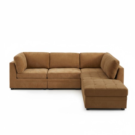 Modulares 5-teiliges Ecksofa BILLIE aus Chenille-Stoff in Eichhörnchenfarbe