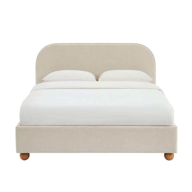 Lit coffre PILKA 140x190 tissu chenille beige sommier inclus Lit coffre PILKA 140x190 tissu chenille beige sommier inclus