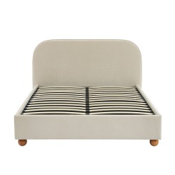 Lit coffre PILKA 160x200 tissu chenille beige sommier inclus