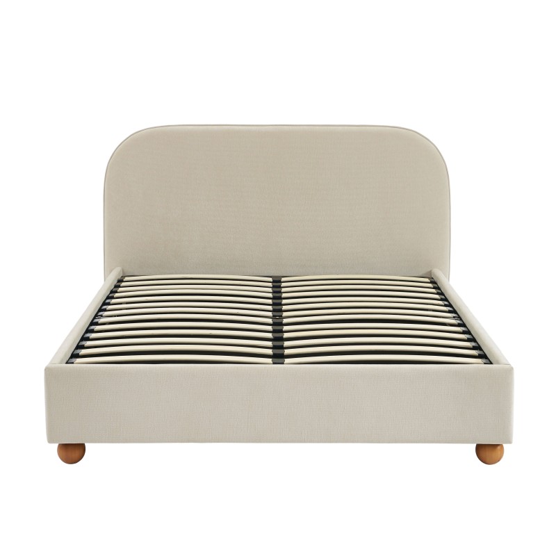 Lit coffre PILKA 160x200 tissu chenille beige sommier inclus Lit coffre PILKA 160x200 tissu chenille beige sommier inclus