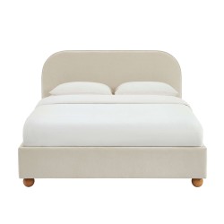 Lit coffre PILKA 160x200 tissu chenille beige sommier inclus