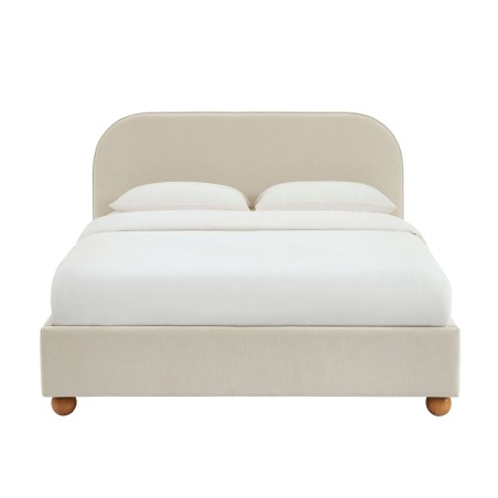 Lit coffre PILKA 160x200 tissu chenille beige sommier inclus