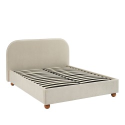 Lit coffre PILKA 160x200 tissu chenille beige sommier inclus
