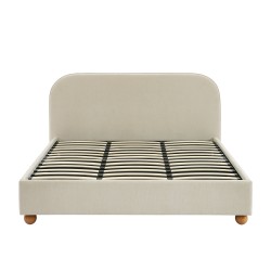 Lit coffre PILKA 180x200 tissu chenille beige sommier inclus