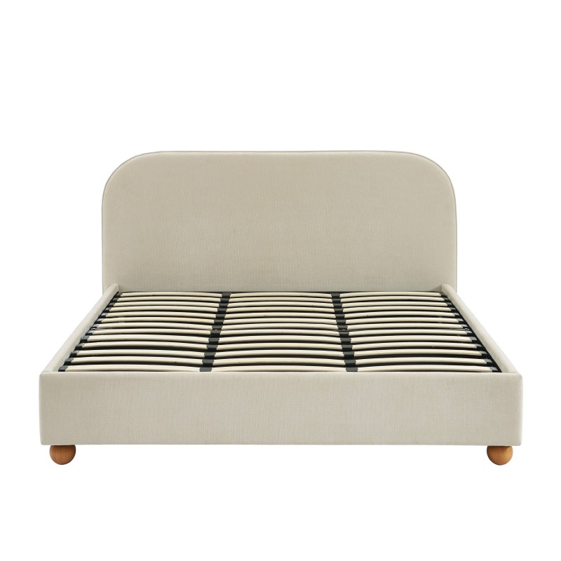 Lit coffre PILKA 180x200 tissu chenille beige sommier inclus Lit coffre PILKA 180x200 tissu chenille beige sommier inclus