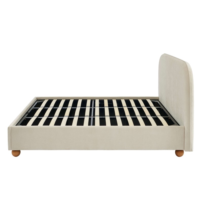 Lit coffre PILKA 180x200 tissu chenille beige sommier inclus Lit coffre PILKA 180x200 tissu chenille beige sommier inclus