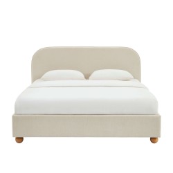 Lit coffre PILKA 180x200 tissu chenille beige sommier inclus