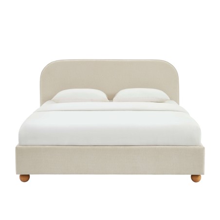 Lit coffre PILKA 180x200 tissu chenille beige sommier inclus