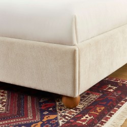 Lit coffre PILKA 140x190 tissu chenille beige sommier inclus