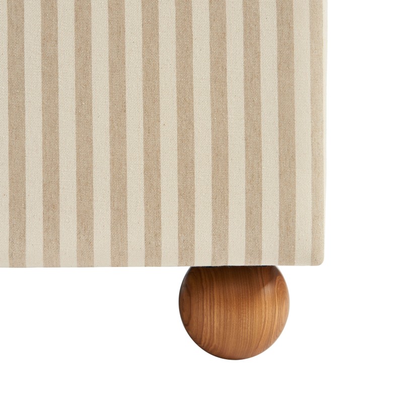 Lit coffre PILKA 180x200 tissu rayé beige et écru sommier inclus Lit coffre PILKA 180x200 tissu rayé beige et écru sommier inclus