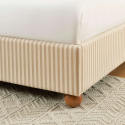 Lit coffre PILKA 180x200 tissu rayé beige et écru sommier inclus