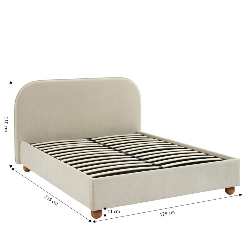 Lit coffre PILKA 160x200 tissu chenille beige sommier inclus Lit coffre PILKA 160x200 tissu chenille beige sommier inclus