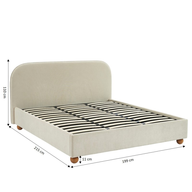 Lit coffre PILKA 180x200 tissu chenille beige sommier inclus Lit coffre PILKA 180x200 tissu chenille beige sommier inclus