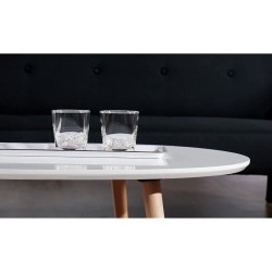 Table basse STONE laqué blanc mat 98cm