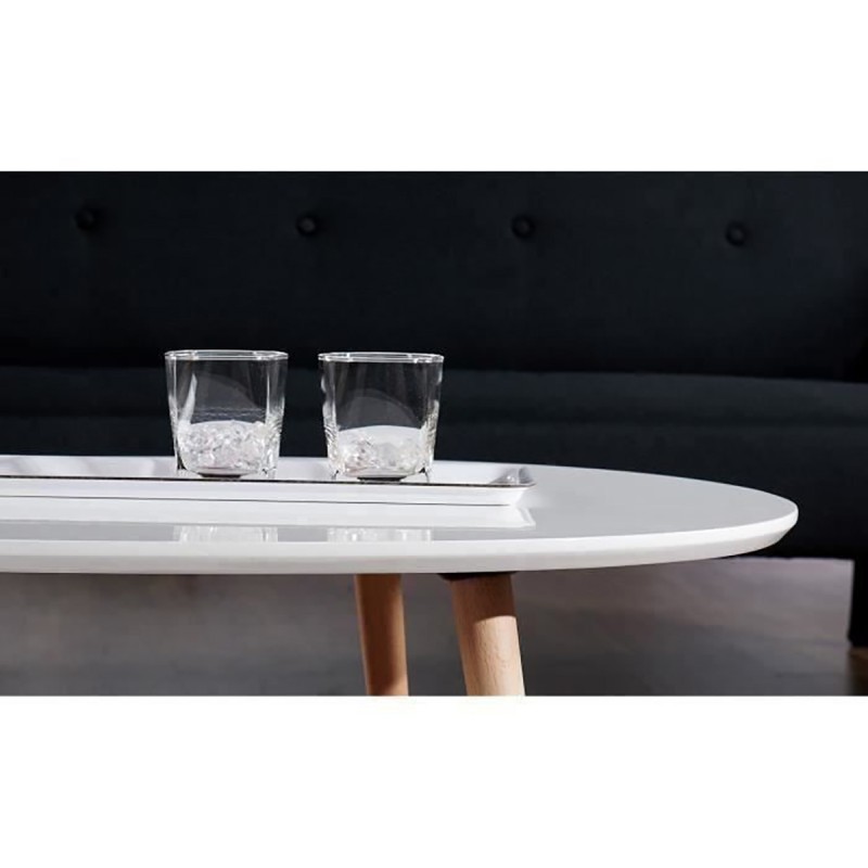 Table basse STONE laqué blanc mat 98cm