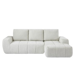 Canapé d'angle droit AUREA compressé tissu beige 4 places