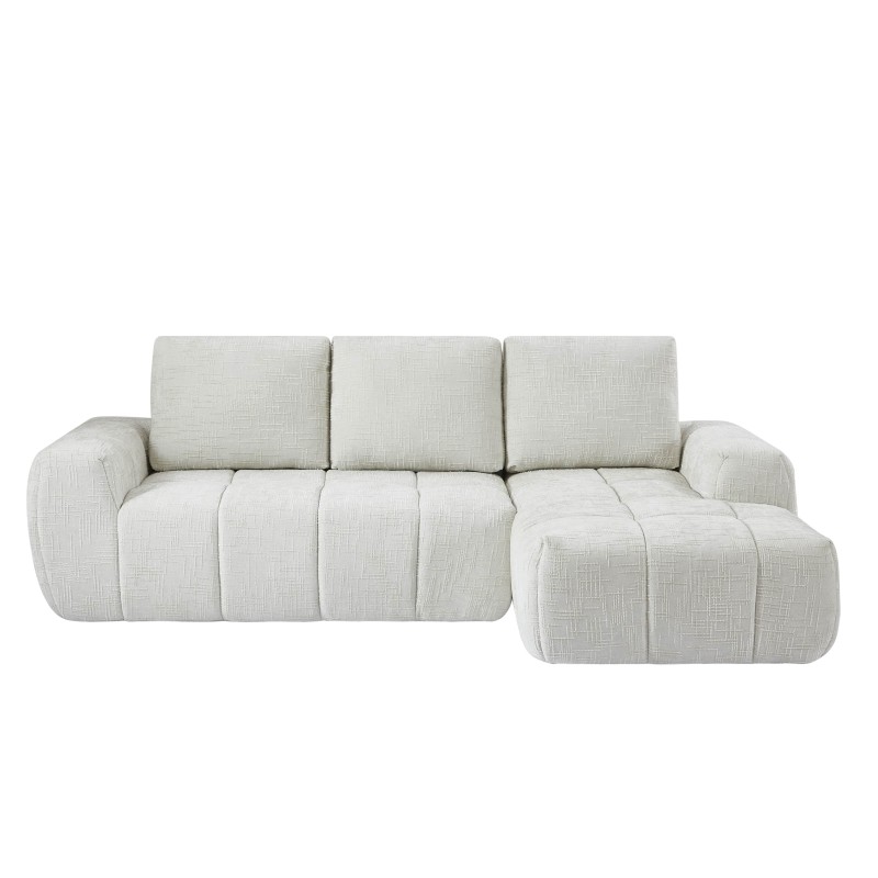 Canapé d'angle droit AUREA compressé tissu beige 4 places